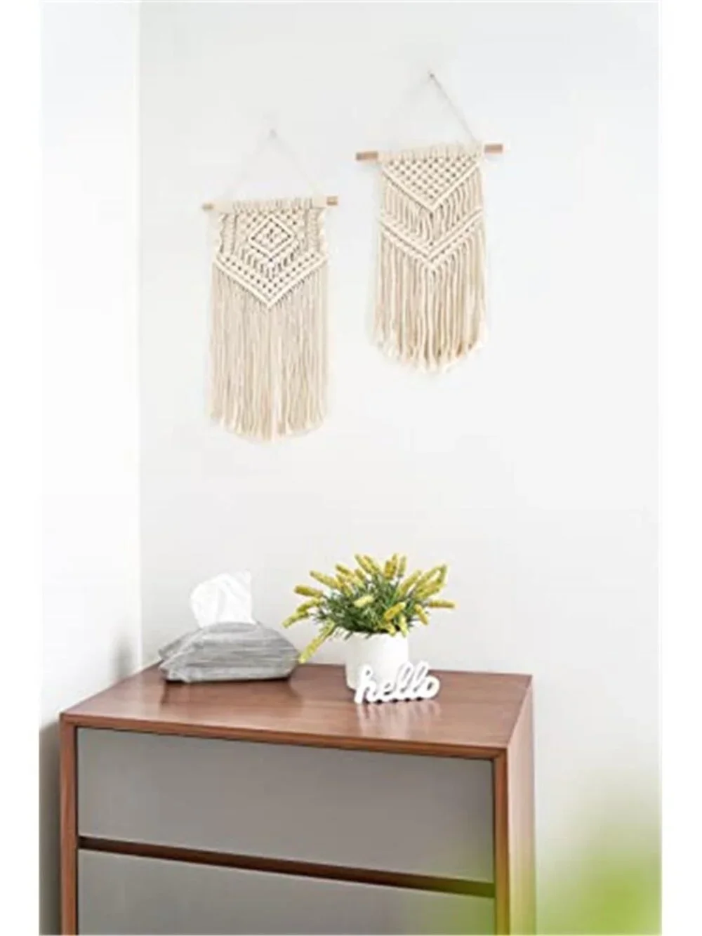 Small Macrame Wall Hanging 2 Pcs Woven Tapestry Wall Art Decor - Beautiful